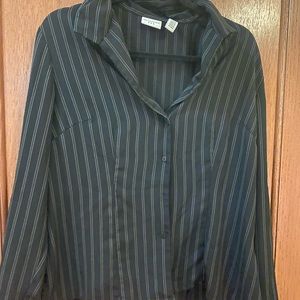 Black and White Striped Button Up